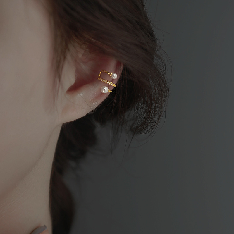 Sterling Sier VENUS Fashion Pearl Double Line Ear Bone Clip Orecchini da donna Nessun foro Orecchio Clip Gioielli Anelli Si_voghion.com