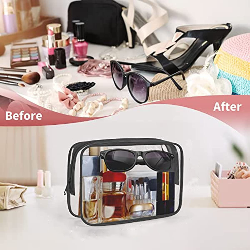 2 Pcs Portable Clear Makeup Bags With Zippers_voghion.com