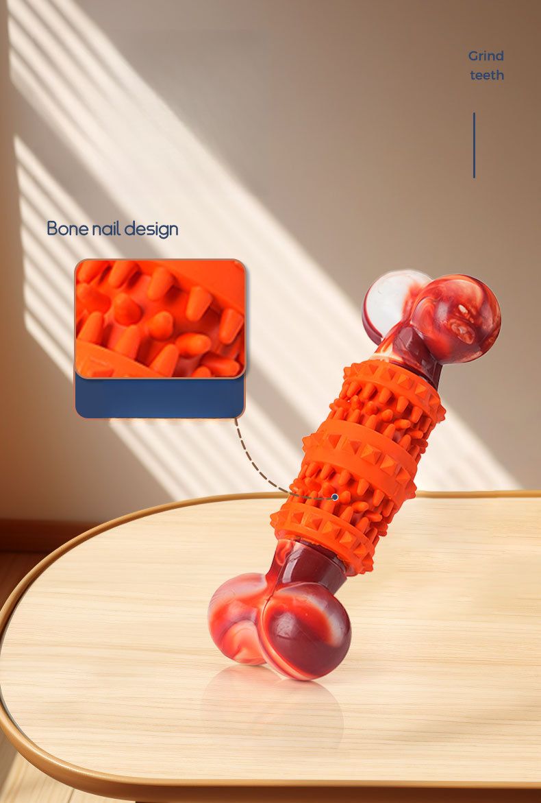 Teething Simulation Bone Pet Indestructible Natural Rubber Dental Cleaning Educational Large Dog Toy_voghion.com