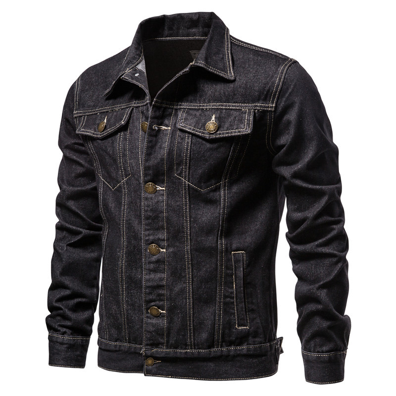 Herrkläder Jeansjacka Bomull casual slim-fit jacka herr jeansjacka herr_voghion.com