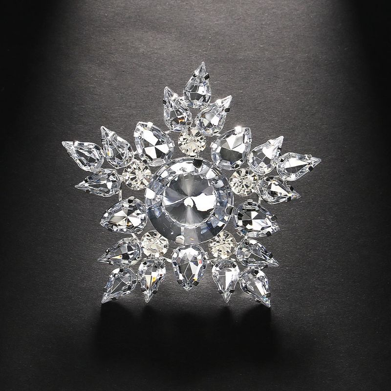 Anello accessorio versatile a forma di fiocco di neve esagerato con strass di grande personalità_voghion.com
