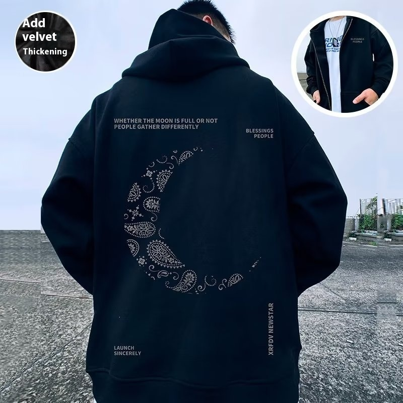 New zippered hoodie men's winter cardigan oversized loose plush hooded jacket 8XL_voghion.com