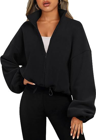 Užsienio prekyba, tarpvalstybinė moteriškų drabužių parduotuvė, karšto pardavimo „Polar Fleece“ sportinė striukė su stovima apykakle ir aksominė striukė su užtrauktuku_voghion.com