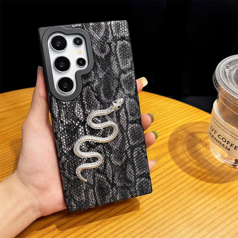 Fashion Pattern 3D Dia Snake Case For Samsung Galaxy S24 S25 Plus S22 S23 Ultra S25ultra Shockproof Leather Soft Cover_voghion.com