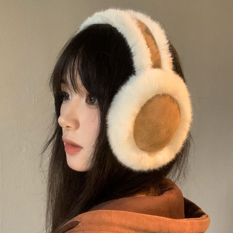 Cache-oreilles en daim et peluche pour femme, cache-oreilles chauds en velours, résistants au froid, idéal pour le cyclisme, tendance hiver_voghion.com