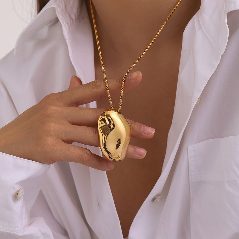 Instagram Goud Roestvrij Staal Onregelmatig Concaaf Hamerpatroon Nieuw minimalistisch Ontwerp Sense Ketting_voghion.com