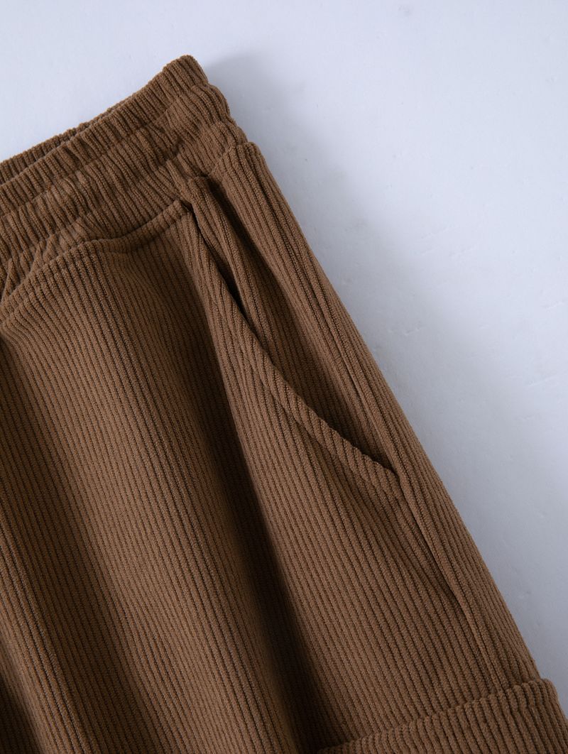 Pantaloni casual in velluto a coste da uomo, autunnali, retrò, larghi, da lavoro, con orlo a tasca, elastici, antivento_voghion.com