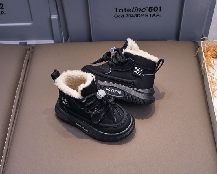 2024 Winter Neue Kinder 21-30 Größe Jungen und Mädchen Plüsch Kurze Stiefel Warme Baumwolle Schuhe Trendy_voghion.com