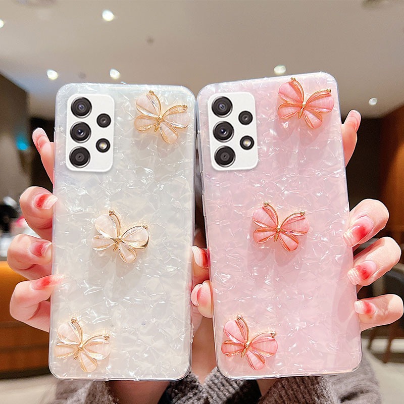 Vlinder Case Voor Samsung GalaxyA73 A54 A53 A52 A51 A50 A34 A32 A23 A21S A20S A14 A13 A12 5G 4G Transparante Shell Patroon Cover_voghion.com