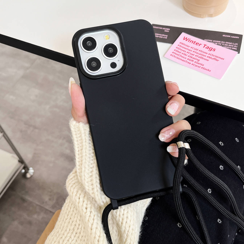 Crossbody Necklace Lanyard Cord Strap Phone Case For iPhone 11 12 13 14 15 Pro XS Max XR X Candy Color Soft_voghion.com
