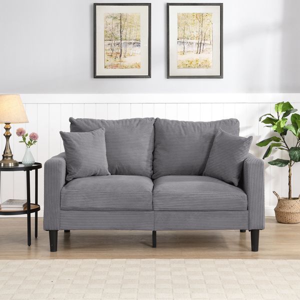57 ' High Resilience Loveseat Sofa, Wooden Frame 2 Seat Sofa, Comfy , Small Space Saving Modern Upholstered Sofa, Living Room Bedroom Apartment Smal_voghion.com