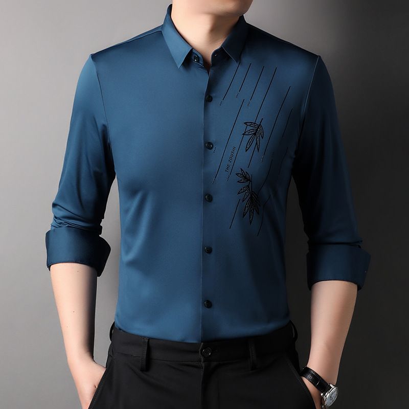 Yu Xian Clothing Άνοιξη και Φθινόπωρο Μακρυμάνικο T-shirt χωρίς ίχνη POLO υψηλής ποιότητας πουκάμισο με φερμουάρ, ανδρικό τοπ_voghion.com