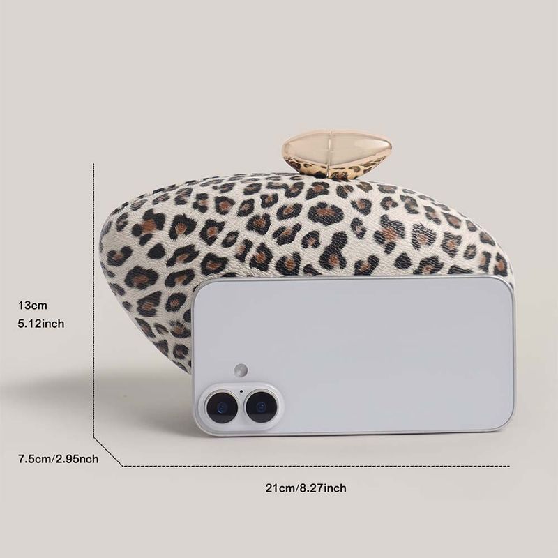 Borsa a tracolla elegante da donna - Borsa a tracolla con stampa leopardata in PU retrò per matrimoni, feste serali e uso quotidiano. Pochette da sera per matrimoni._voghion.com