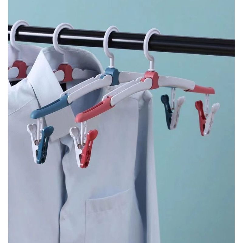 Appendiabiti pieghevole portatile da viaggio con clip multifunzionale per viaggi d'affari, essenziale per asciugare biancheria intima, calzini, piccolo appendiabiti_voghion.com