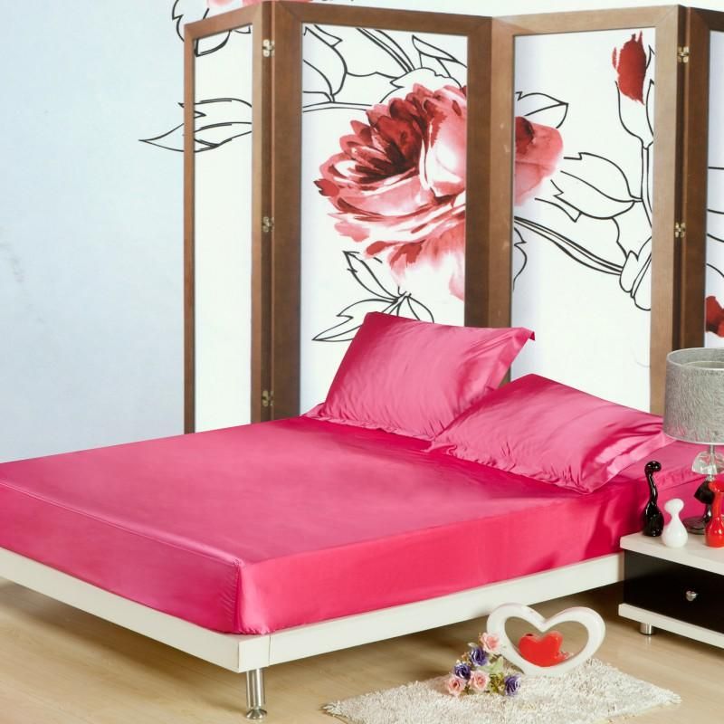 Drap de lit en satin soyeux de couleur unie Simmons Cover 1 pièce_voghion.com