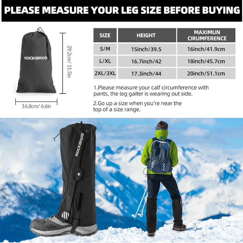 Guêtres de jambe ROCKBROS jambières imperméables protection des jambes pour sports de plein air_voghion.com