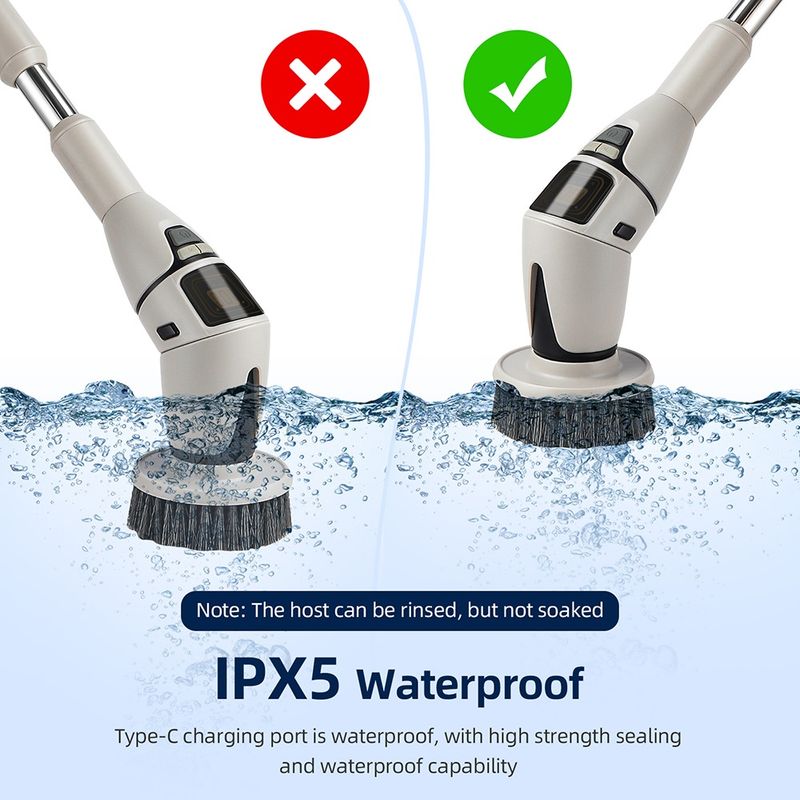 Cepillo de limpieza eléctrico 10 en 1, cepillo de limpieza eléctrico inalámbrico, cepillo de limpieza giratorio, cepillo de limpieza para ducha_voghion.com