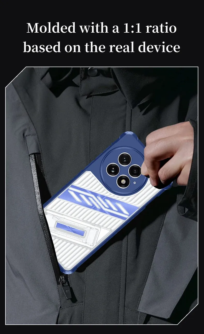 Custodia posteriore trasparente in PC+TPU con supporto per telefono per OnePlus 13 13R 12 12R Custodia morbida con supporto per armatura OnePlus NORD4_voghion.com