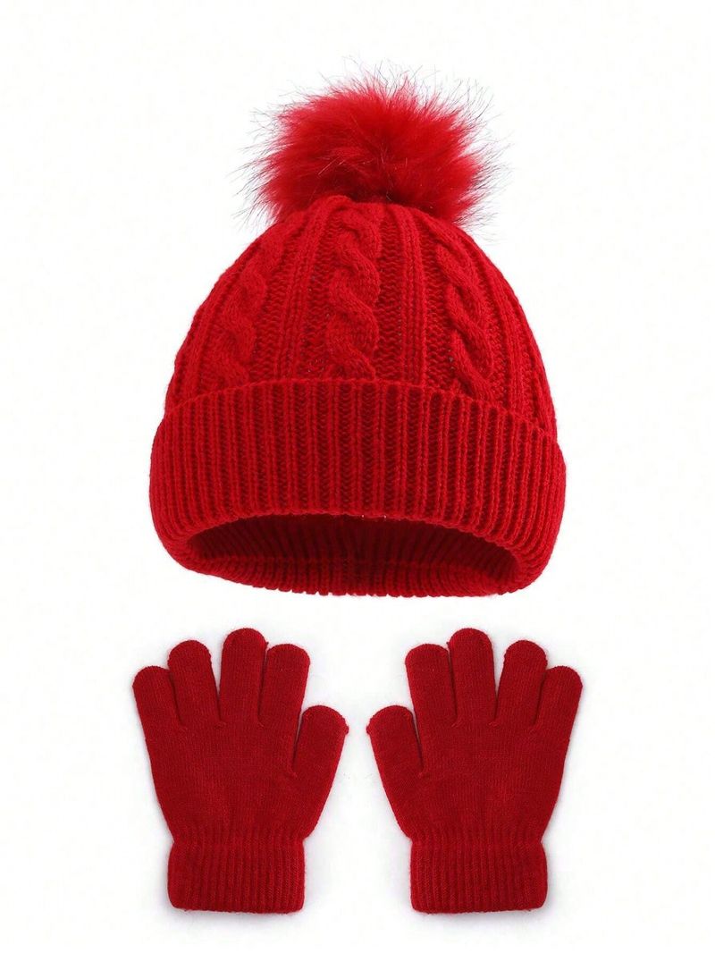 2-Piece Baby Knitted Hat And Gloves Set, Windproof And Warm Cute Hat For Boys And Girls, Suitable For Autumn And Winter Outdoors, Can Be Used As Birth_voghion.com