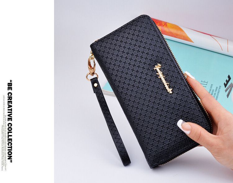 Borsa da donna con cerniera Borsa pratica da donna di grande capacità in pelle PU Portafoglio femminile a sezione lunga_voghion.com