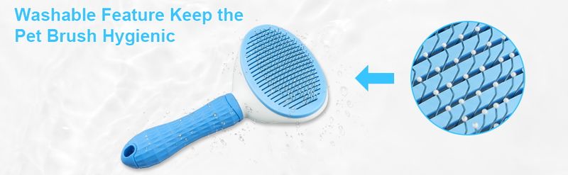 Depets Self Cleaning Slicker Brush, Dog Cat Bunny Pet Grooming Shedding Brush - Easy To Remove Loose Undercoat_voghion.com