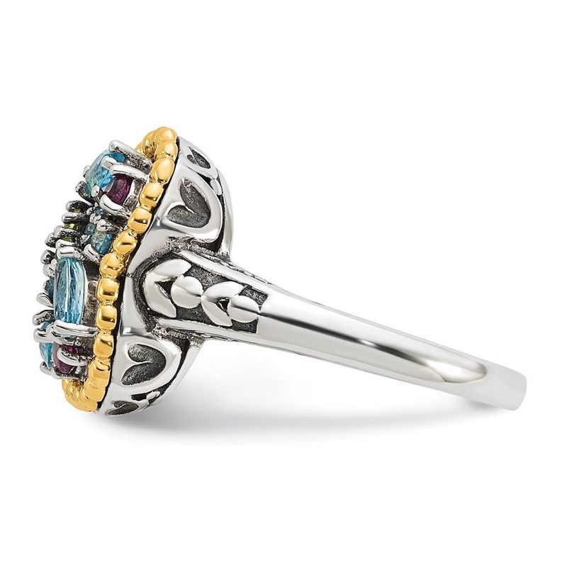 Sterling Silver W/14k Accent Multi Gemstone Ring_voghion.com