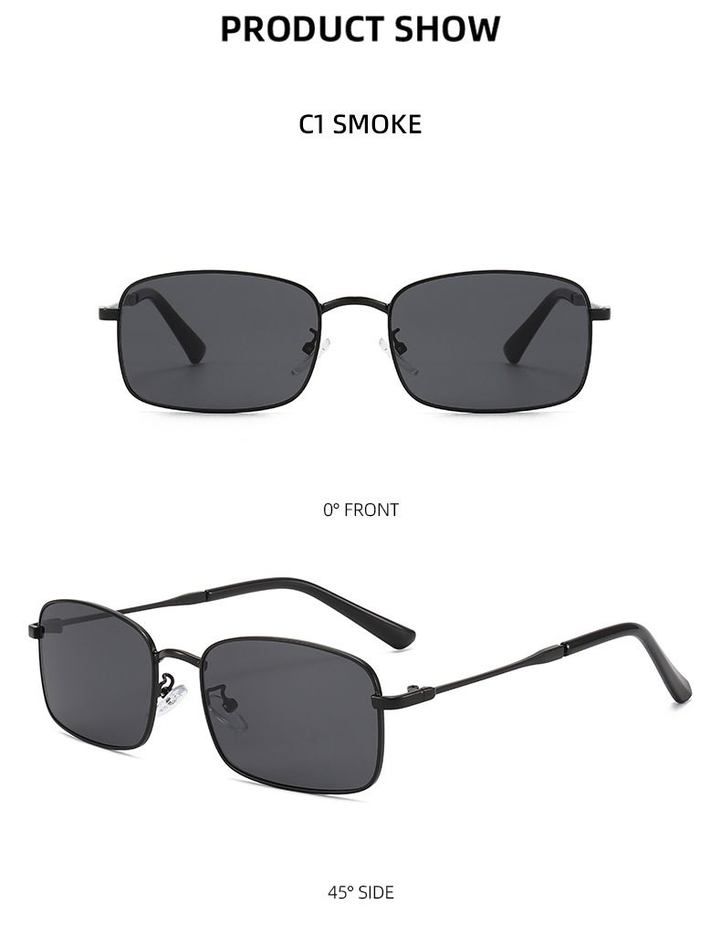 New Retro Metal Ultra Light Square Frame Anti Ultraviolet Sunglasses Small Face Personality Driving Sunglasses_voghion.com