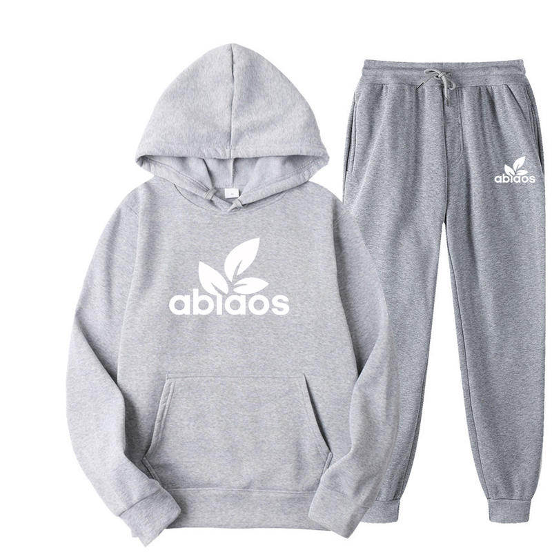 Zimowy pluszowy sweter z kapturem, koreańska wersja, legginsy, sportowy, studencki, swobodny zestaw, męski dwuczęściowy_voghion.com