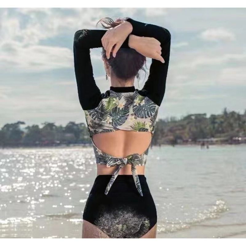 Korean And Snorkeling Long Sleeve Sun Protection Conservative Two-Piece Bikini Jellyfish Suit Beach Surfing Swimsuit For_voghion.com