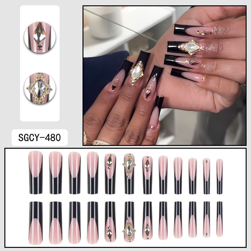 Elegante French Aurora Cat Eye Press-On-Nägel mit Strasssteinen – lange, glamouröse und wiederverwendbare Kunstnägel für Frauen_voghion.com