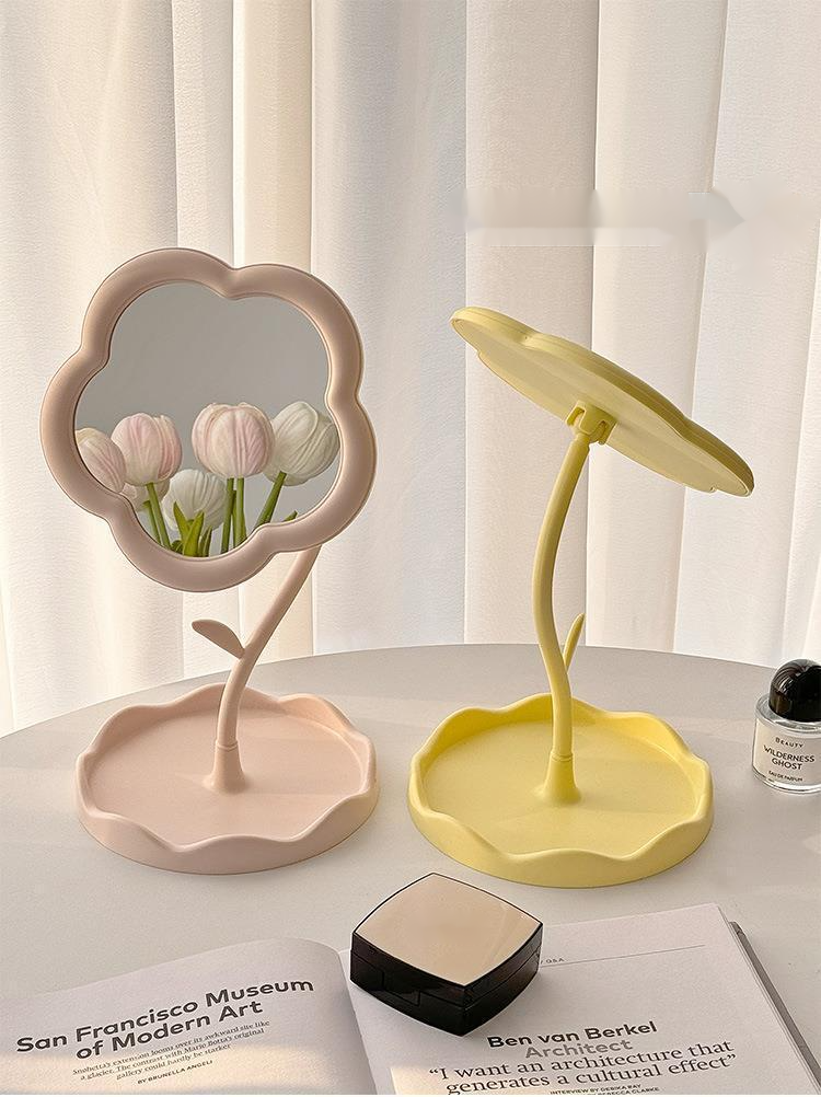 Ins Flower Creative Dormitory Bedroom Desktop High Beauty Storage Cute Girl Makeup Mirror_voghion.com