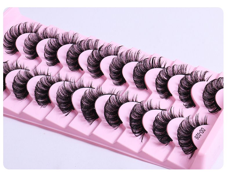 Lash extension set 10 pairs of large curly false eyelashes Natural eyelashes Thick black cotton false eyelashes_voghion.com