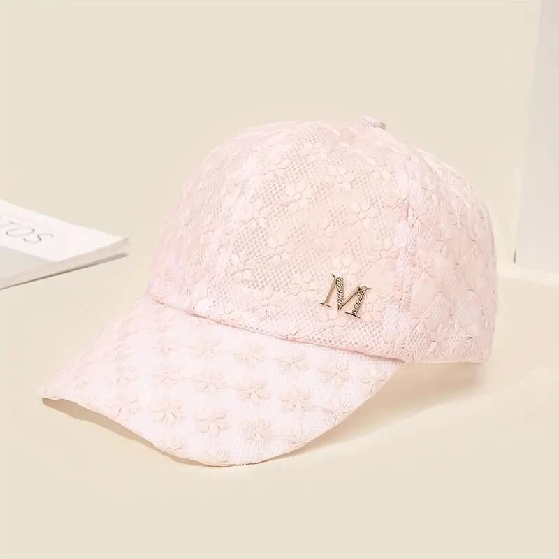 Stilvolle Baseballkappe aus Spitze – atmungsaktive Snapback-Muttermütze mit Blumenmuster für Erwachsene_voghion.com