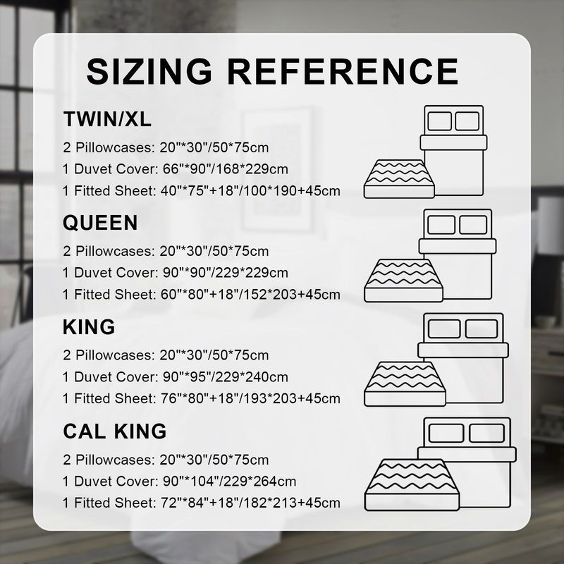 4 Piece Soft All-Season Washed Microfiber Cover Set , Queen/King/Calking Bedding Set With Zipper Closure, Sheet, Pillowcases,Print, Moisture-Wicking, Soft ,Cooling, Breathable, Easy Care_voghion.com