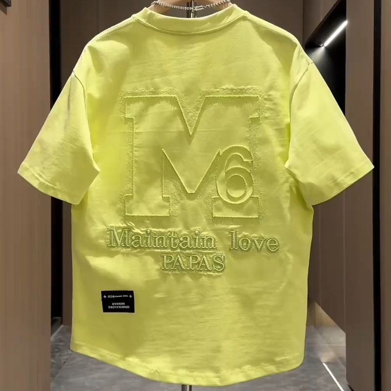 Sommer Neue Kurze Herren Trendy Bestickt Einfache T-Shirt Mode Lässig Halbarm T-Shirt_voghion.com