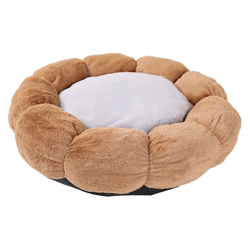 Round Flower Cute Soft Comfortable All-Season Warm Plush Pet Mat Cat Dog Bed Custom_voghion.com