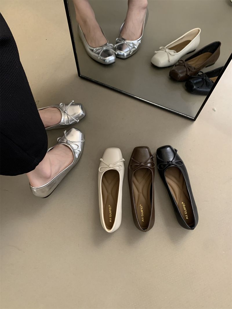 Damenmode lässig neue quadratische Kopf flache Schuhe_voghion.com