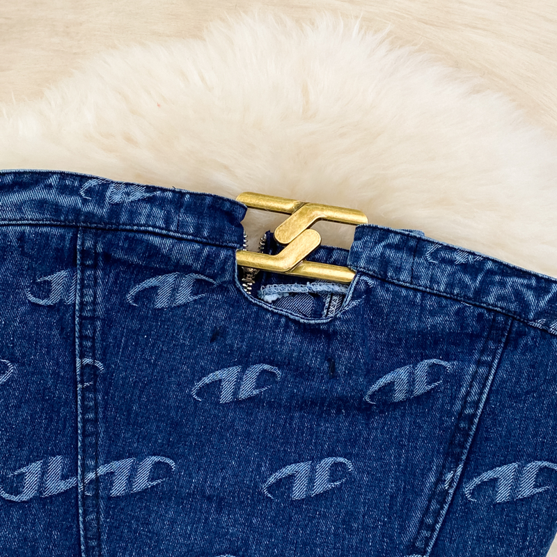 Roupas femininas Moda feminina Colete jeans sem alças Conjunto de duas peças de calças casuais de cintura alta e emagrecimento de perna reta_voghion.com