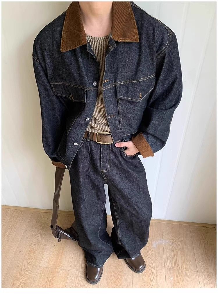 Men's Clothing Vintage Barn Jacket – Oversized Denim Workwear Coat For Men (Black, S-XXL) Hot-selling_voghion.com