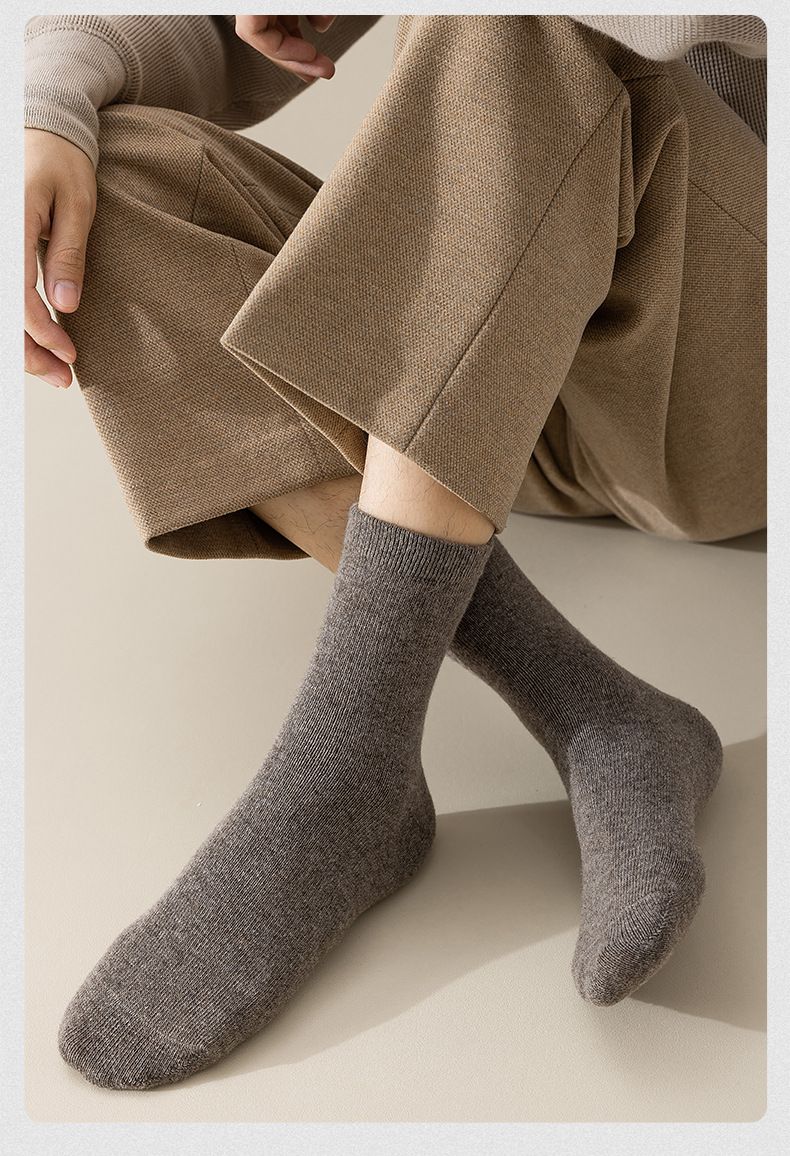93% Pure Wool Socks For Men And Women, Warm In Autumn And Winter, Medium Tube For Men, Piled And Thickened Northeast Cashmere Stockings In Winter_voghion.com