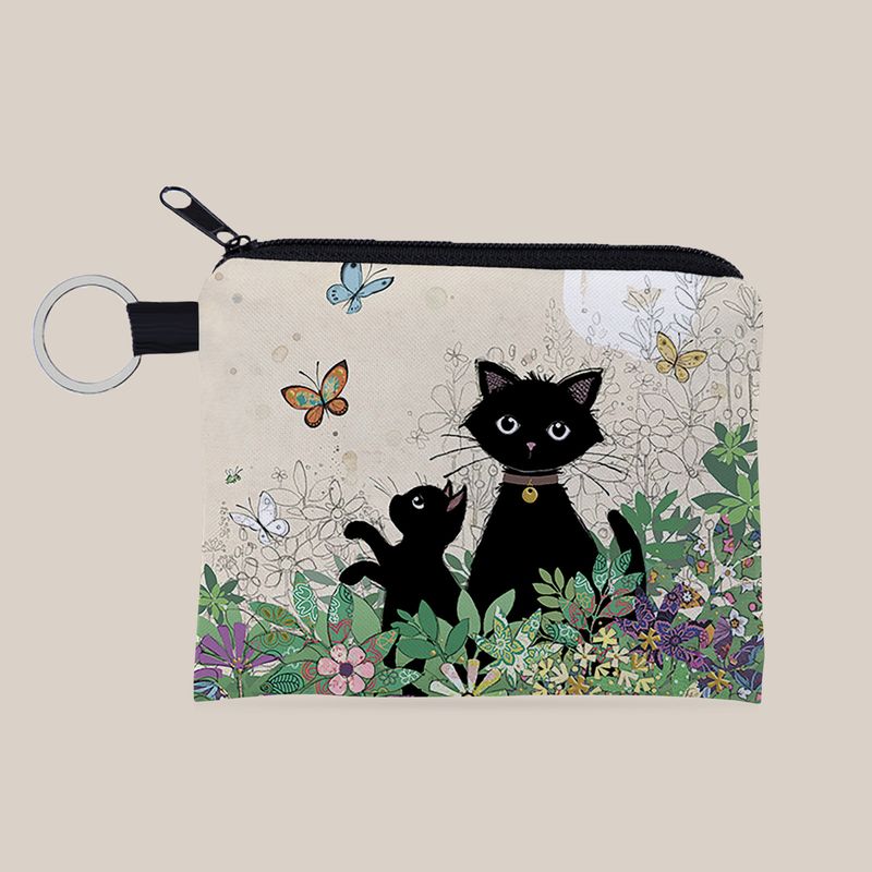 Borsa portamonete portatile con portachiavi e stampa di gattini, regalo per ragazze e donne_voghion.com
