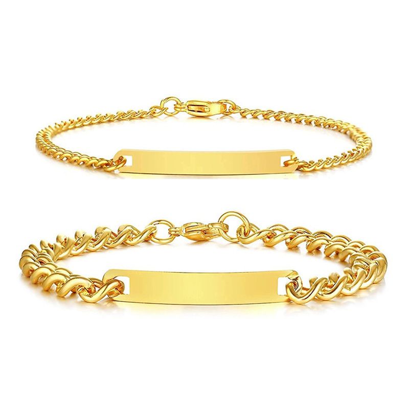 Bracciale cubano di coppia con incisione fai da te in acciaio al titanio di alta qualità placcato galvanicamente_voghion.com