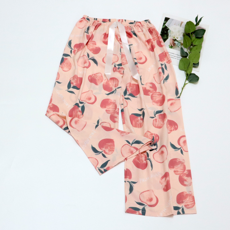 Pyjama aus Baumwolle und Seide für Damen in großen Größen, lockere Hose für Schwangere, reine Baumwolle, dünne, weite Sieben-Punkt-Einzelhose_voghion.com