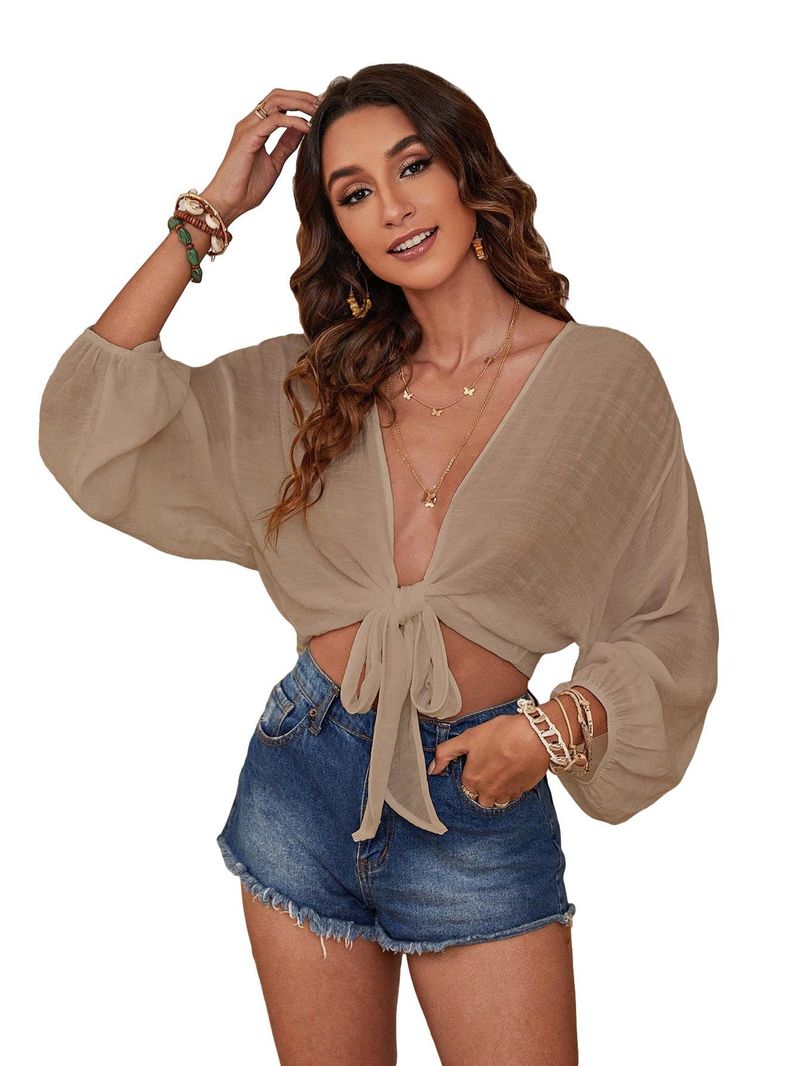 2024 Cover-Up Solid Color Bikini Beach Shirt For Women_voghion.com