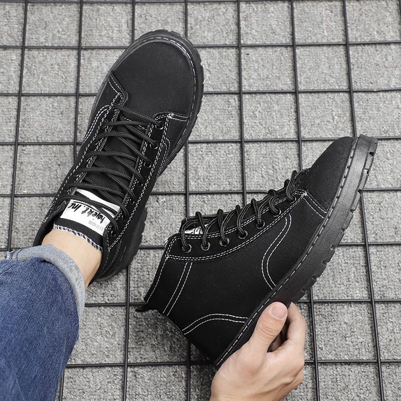 Stivali da lavoro Martin da uomo in stile coreano estivo, caldi e caldi, antiscivolo, versatili, in pelle nera, per uomo_voghion.com