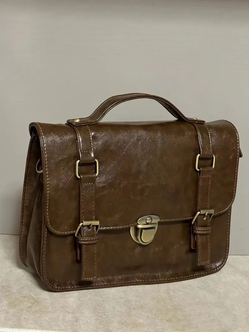 Student Backpack Autumn And Winter Buckle Mailman College Style Class Bag Fashionable Commuting Briefcase Crossbody_voghion.com