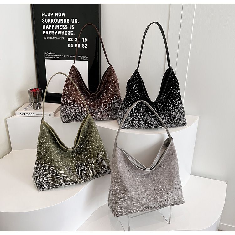 Borsa sottobraccio da donna, autunno e inverno, nuovo stile, tracolla singola, alla moda, con rivetti, grande capacità, borsa a secchiello per il tempo libero_voghion.com