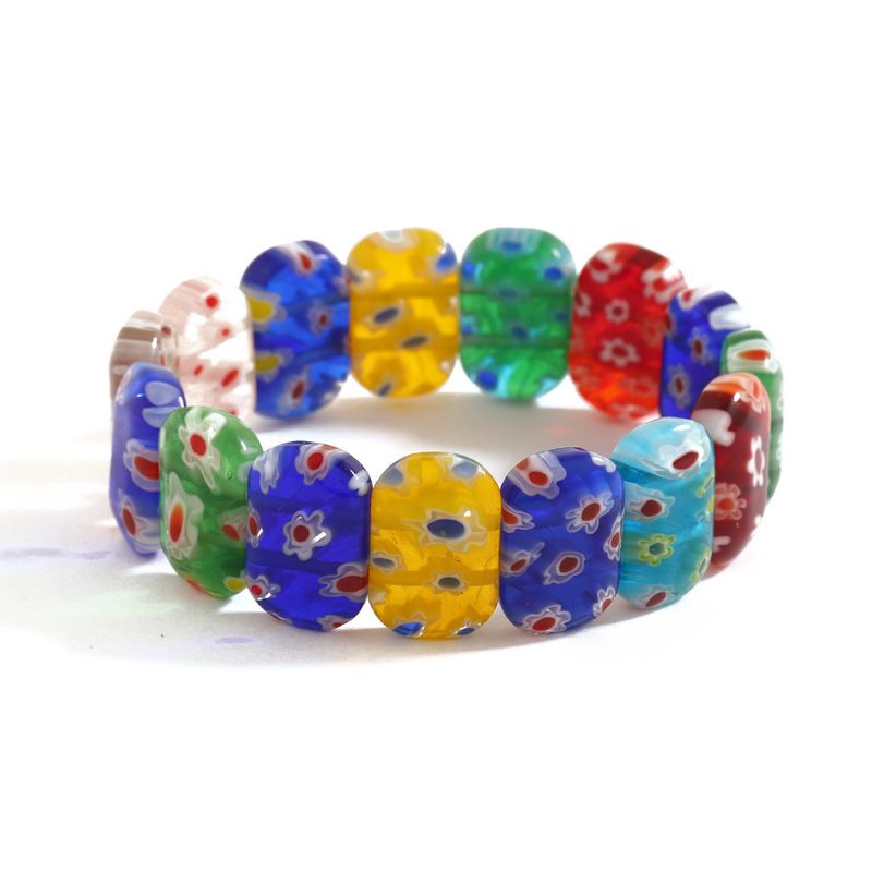 Handgefertigtes DIY-Armband aus elastischem Band mit Camouflage-Tausendblumen-Glasur für Damen_voghion.com