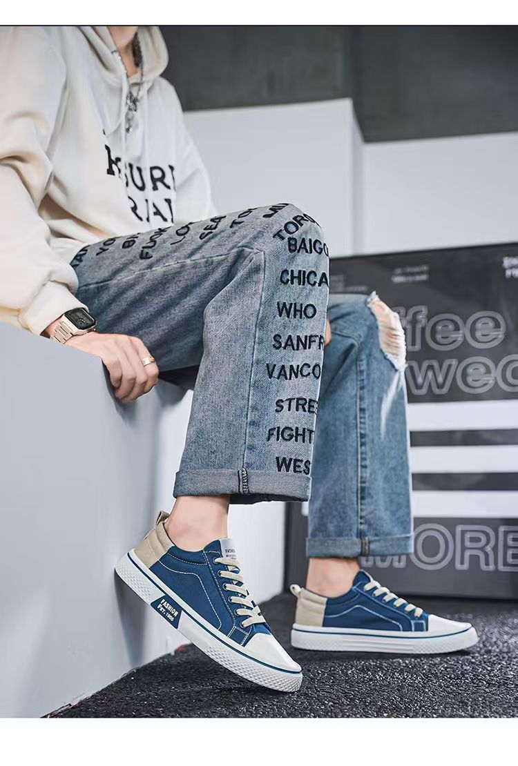 Men's Classic Canvas Sneakers For Summer - Breathable, Slip-Resistant, Durable & Versatile Casual Shoes With Round Toe And Low-Top Design_voghion.com