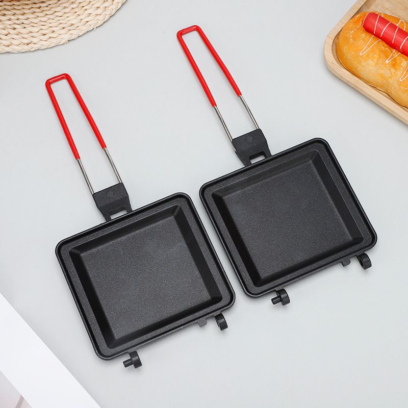 Doppelseitige, faltbare Sandwich-Backform, Haushaltspfanne, Toastbrot-Bratpfanne, Ofen, Outdoor, tragbare Antihaft-Bratpfanne_voghion.com